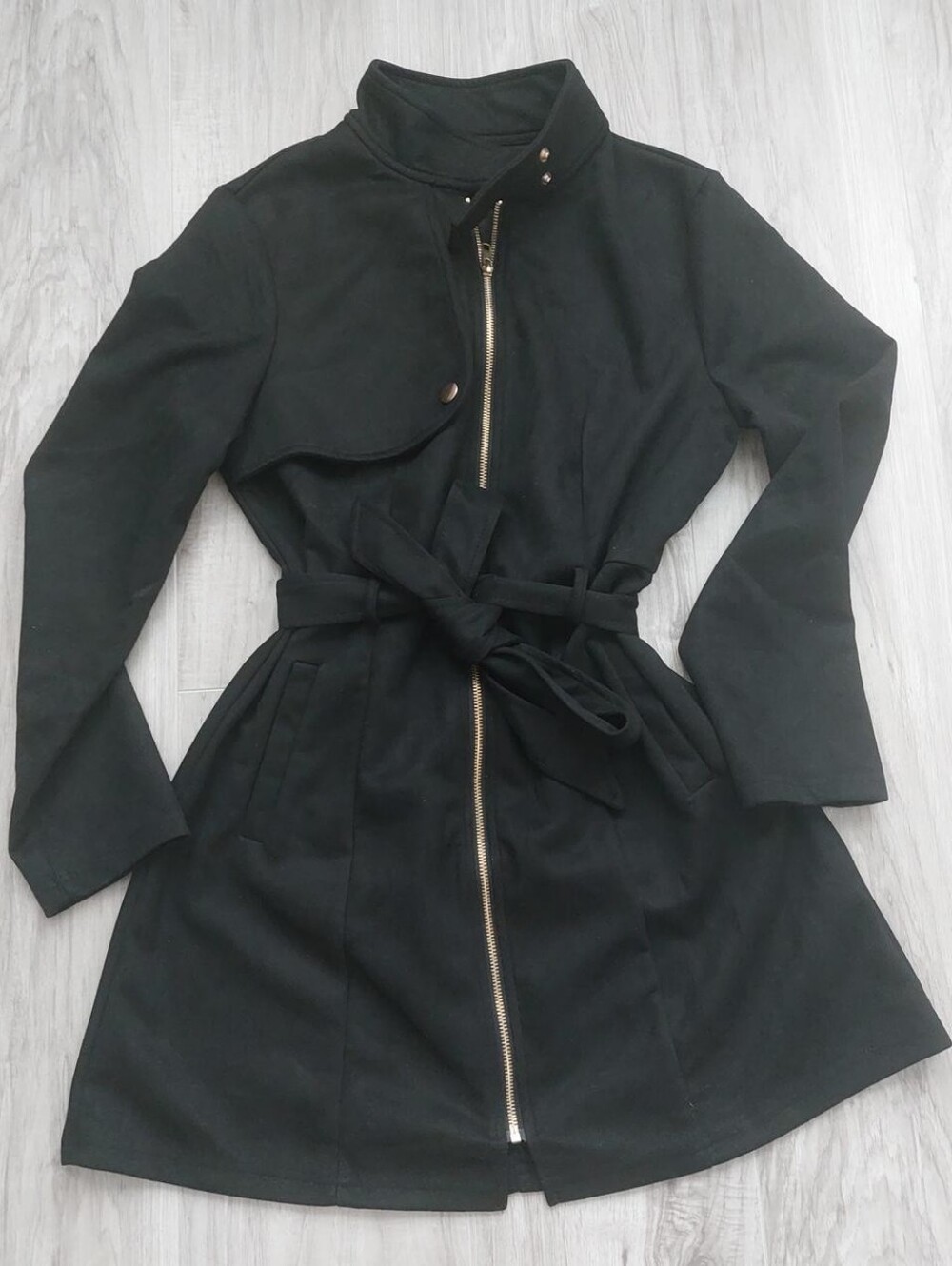 Women's Black Belted Coat